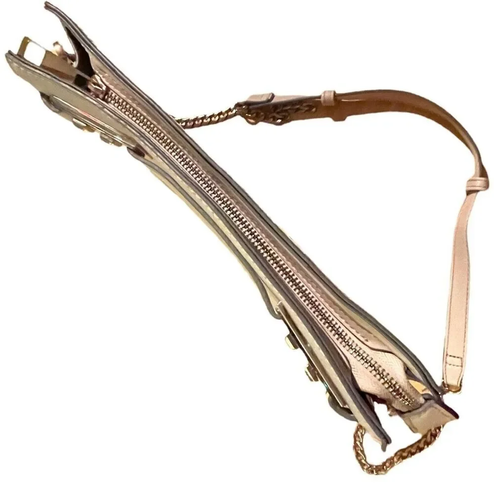 TopShop Pale Blush Pink Faux Leather Clutch Crossbody Shoulder Bag Purse Handbag